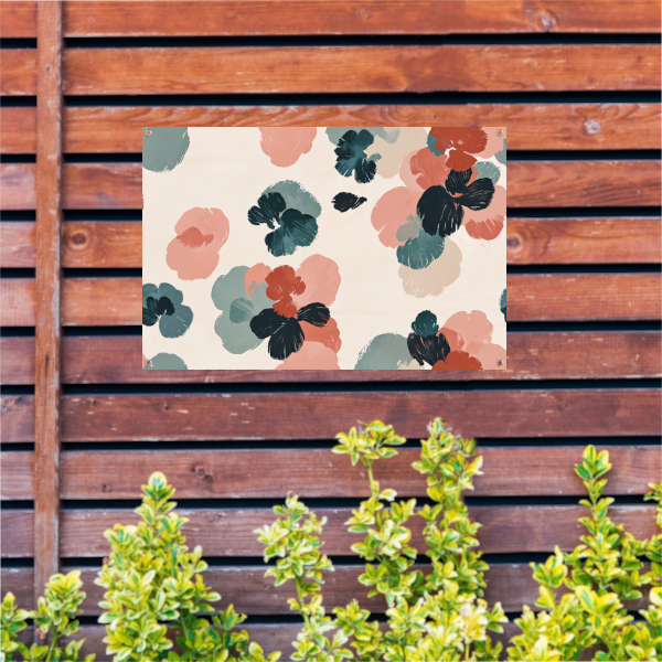 Abstracte bloemenprint in rustieke kleuren tuinposter