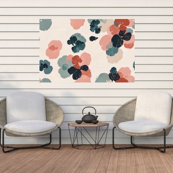 Abstracte bloemenprint in rustieke kleuren tuinposter