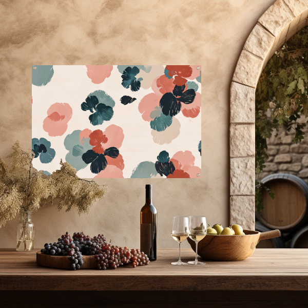 Abstracte bloemenprint in rustieke kleuren tuinposter