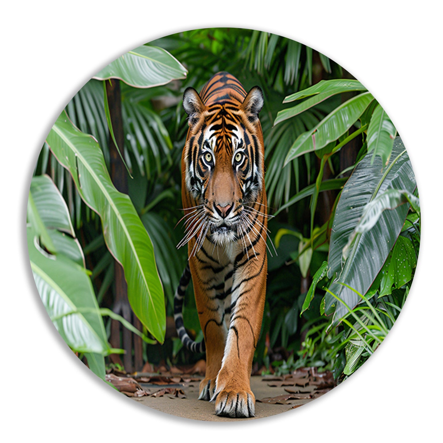 Realistisch schilderij van tijger in jungle forex muurcirkel