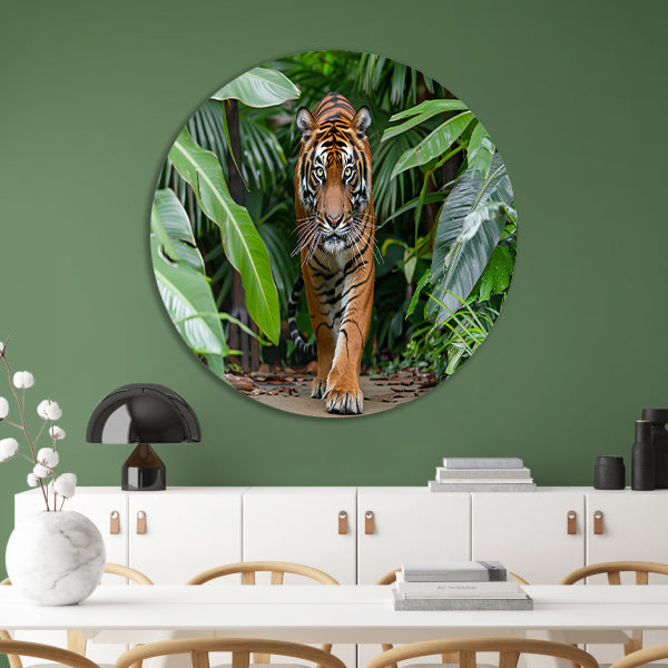Realistisch schilderij van tijger in jungle forex muurcirkel