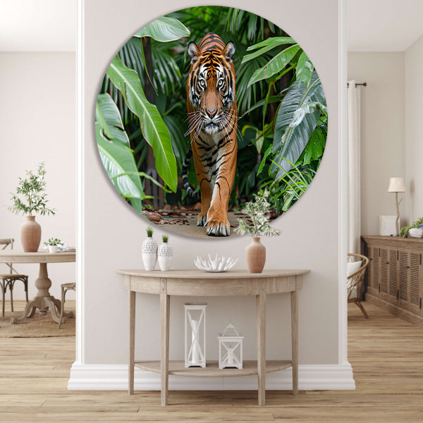 Realistisch schilderij van tijger in jungle forex muurcirkel