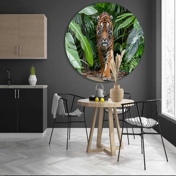 Realistisch schilderij van tijger in jungle forex muurcirkel