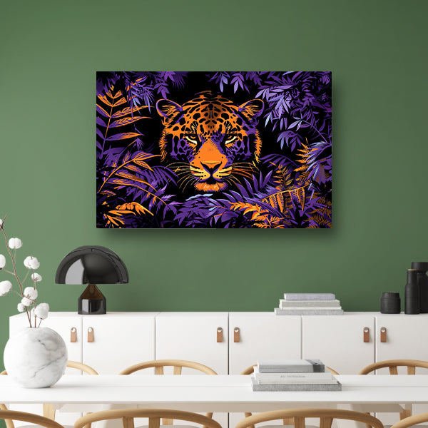 Popart schilderij van een kleurrijke jaguar acrylglas