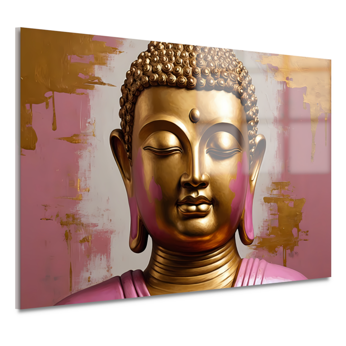 Moderne Gouden Boeddha met Roze Achtergrond acrylglas