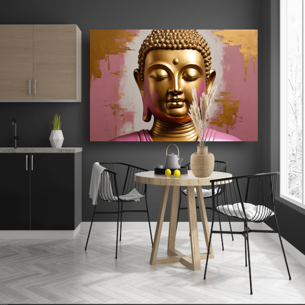 Moderne Gouden Boeddha met Roze Achtergrond acrylglas