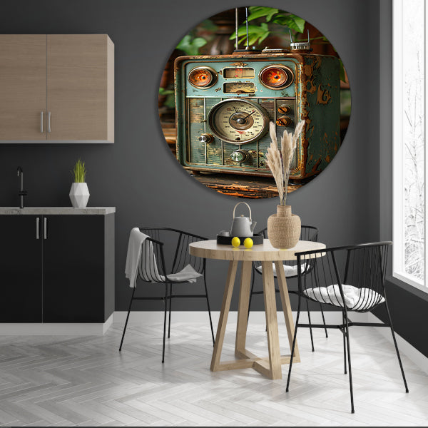 Retro Radio in Vergane Glorie met Plant forex muurcirkel