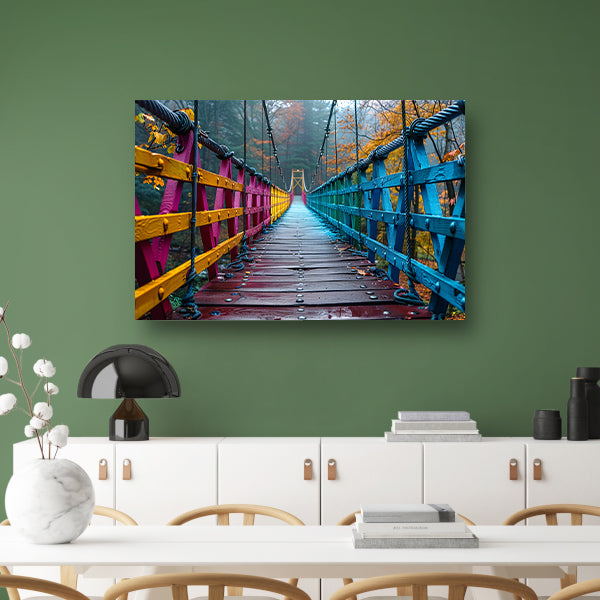Impressionistische brug in boslandschap canvas met baklijst