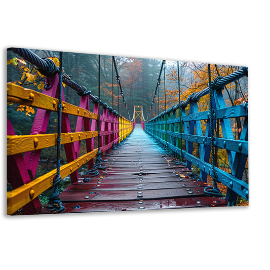 Impressionistische brug in boslandschap canvas