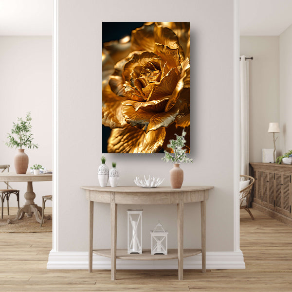 Gouden roos met delicaat licht en schaduwspel poster