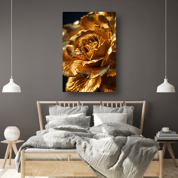 Gouden roos met delicaat licht en schaduwspel poster