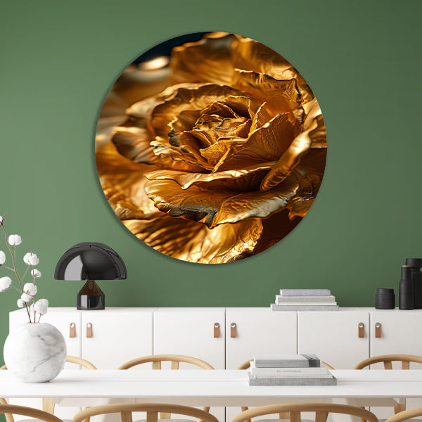 Gouden roos met delicaat licht en schaduwspel forex muurcirkel