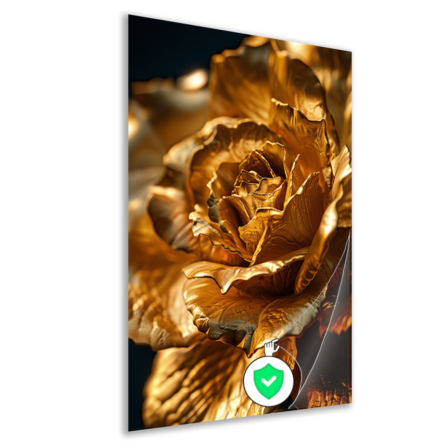 Gouden roos met delicaat licht en schaduwspel poster