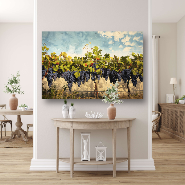 Wijngaard onder een helderblauwe lucht canvas