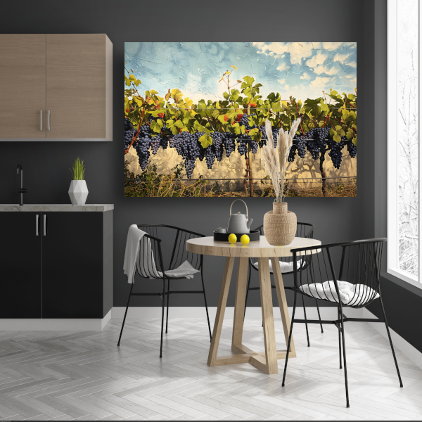 Wijngaard onder een helderblauwe lucht canvas