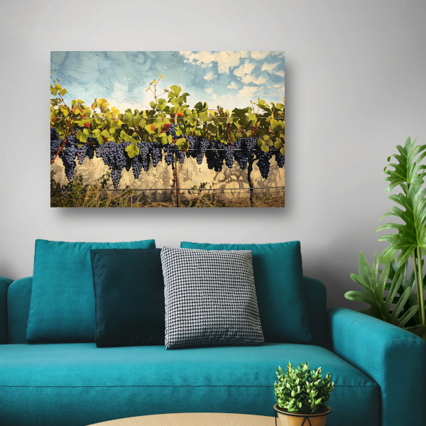 Wijngaard onder een helderblauwe lucht canvas