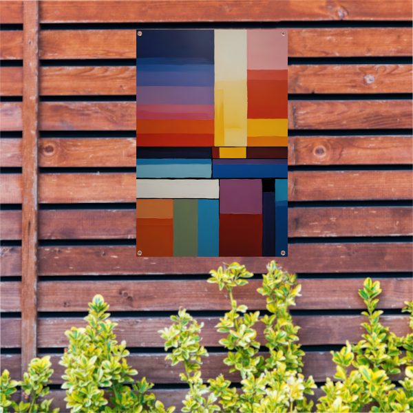 Abstracte symfonie van gekleurde vlakken tuinposter