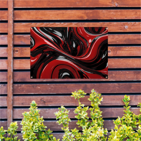 Dynamisch Rood en Zwart Abstract Design tuinposter