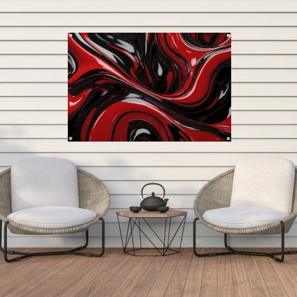 Dynamisch Rood en Zwart Abstract Design tuinposter