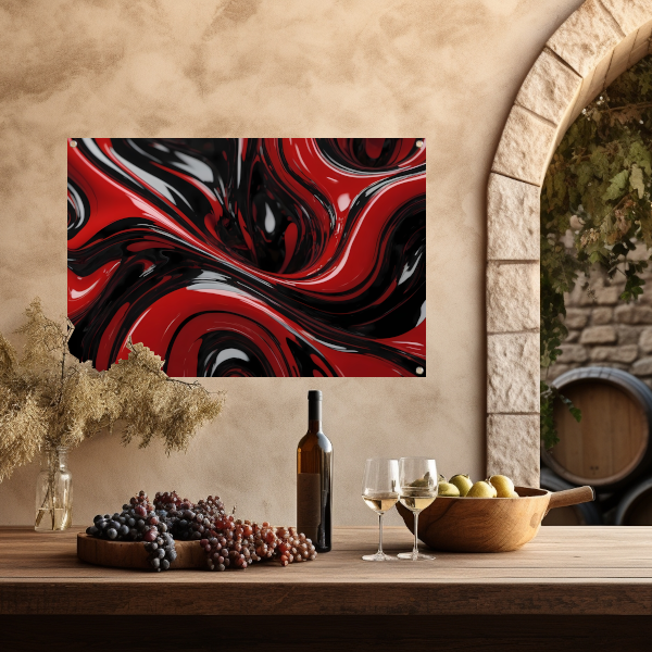Dynamisch Rood en Zwart Abstract Design tuinposter
