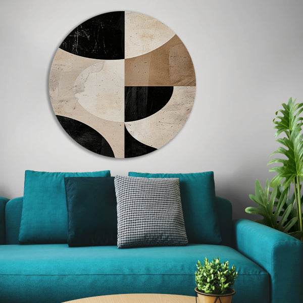 Minimalistische Abstractie van Zwart-Witte Tinten forex muurcirkel