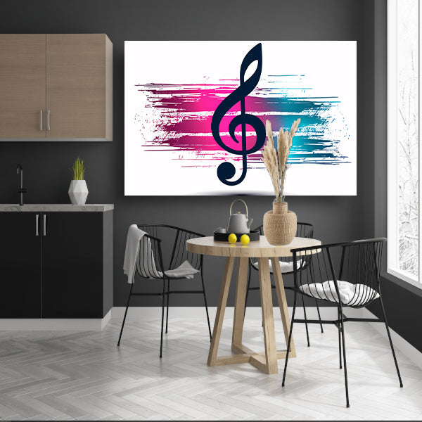 Moderne muzieknoot met kleurrijke abstractie acrylglas