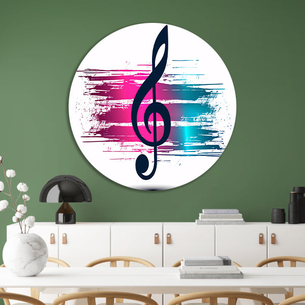Moderne muzieknoot met kleurrijke abstractie aluminium muurcirkel