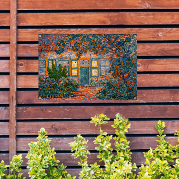 Kleine huis in de zon - Piet Mondriaan tuinposter