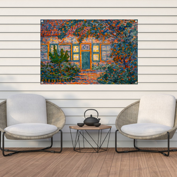Kleine huis in de zon - Piet Mondriaan tuinposter