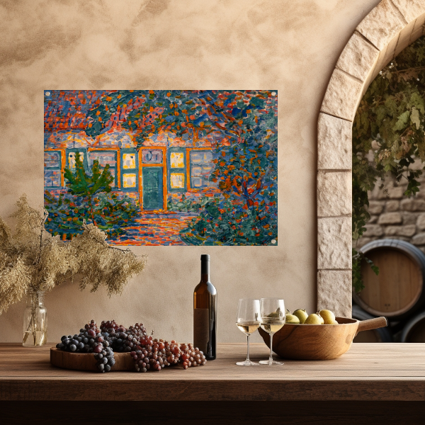 Kleine huis in de zon - Piet Mondriaan tuinposter