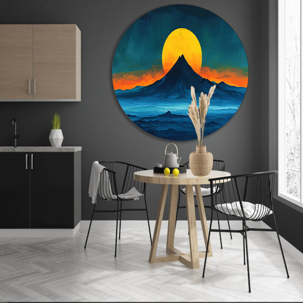 Abstract berglandschap met zonsondergang kleuren forex muurcirkel