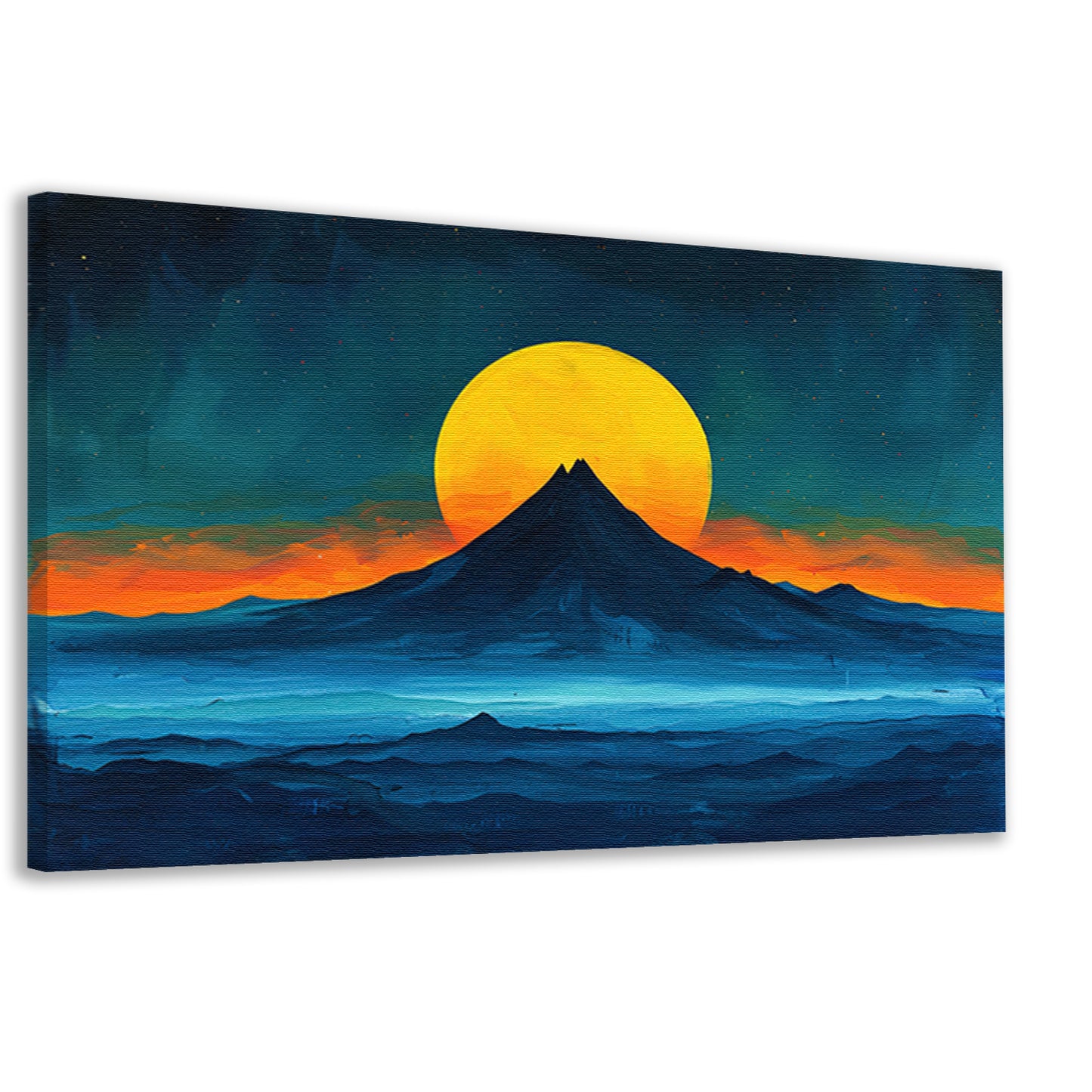 Abstract berglandschap met zonsondergang kleuren canvas