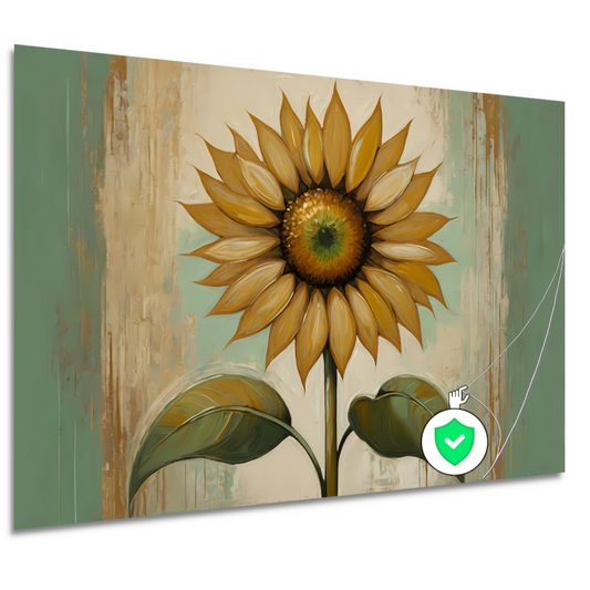 Zonnebloem schilderij met goud poster