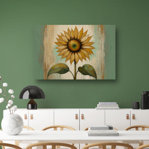 Zonnebloem schilderij met goud poster