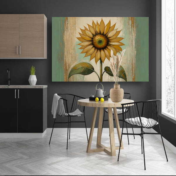Zonnebloem schilderij met goud poster