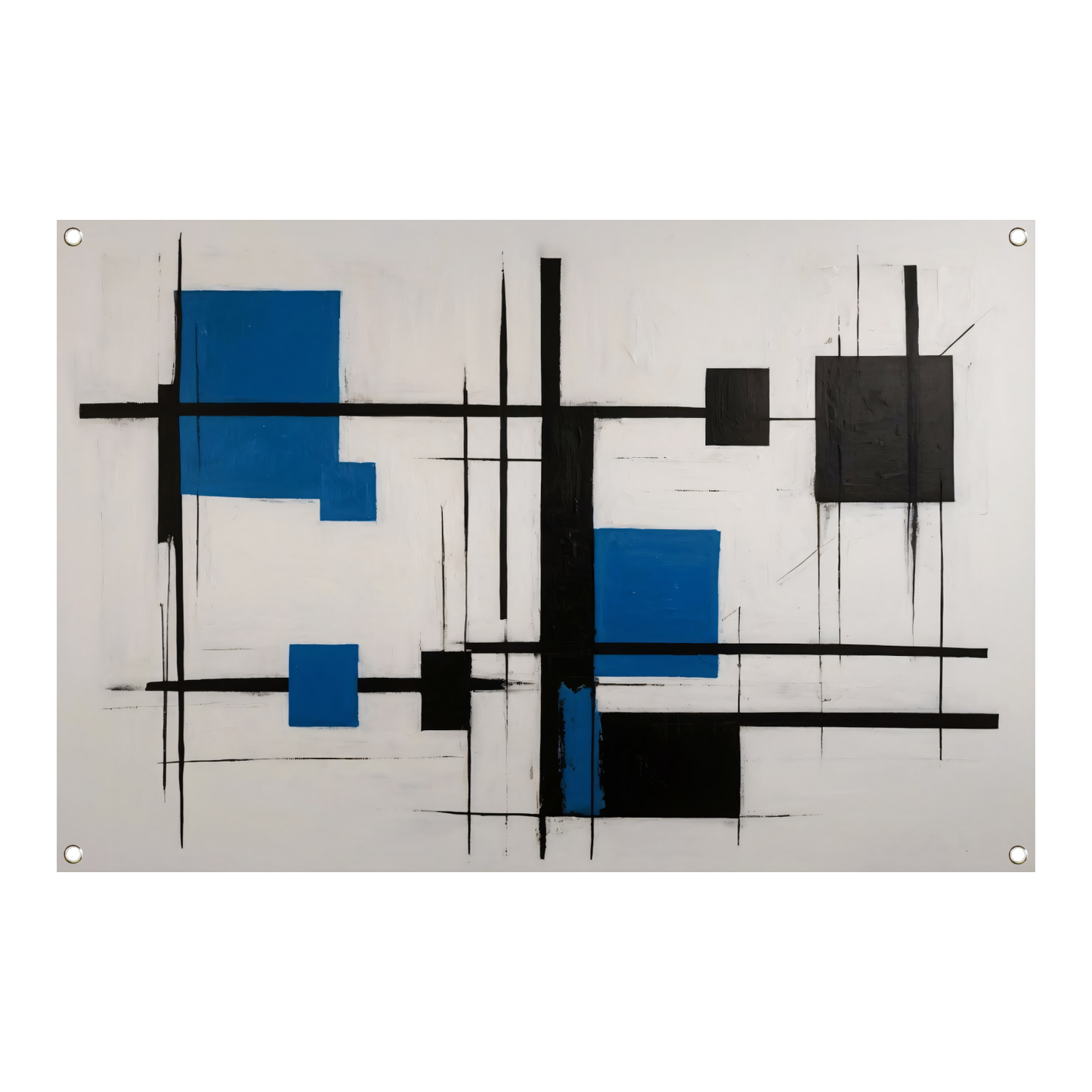 Abstracte Compositie in Zwart, Wit en Blauw tuinposter