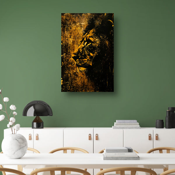 Mysterieus Leeuwenportret in rustieke stijl canvas