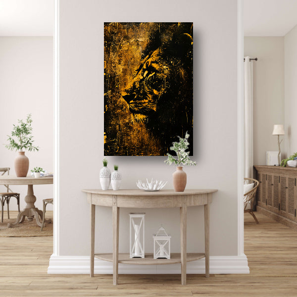 Mysterieus Leeuwenportret in rustieke stijl canvas