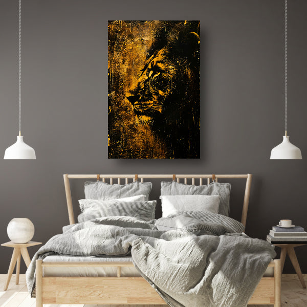 Mysterieus Leeuwenportret in rustieke stijl canvas