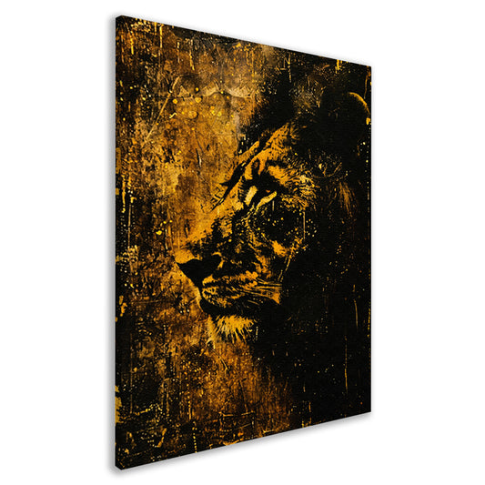 Mysterieus Leeuwenportret in rustieke stijl canvas