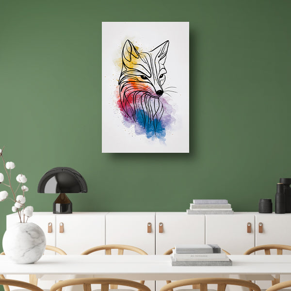 Abstracte Vos in Levendige Aquarelkleuren canvas