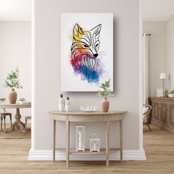 Abstracte Vos in Levendige Aquarelkleuren poster