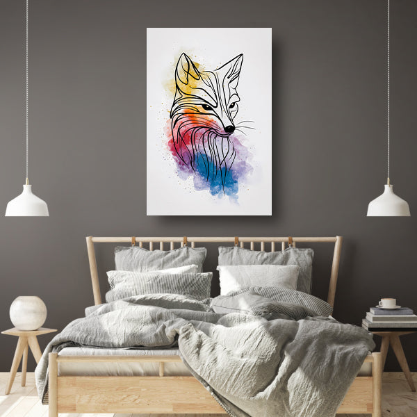 Abstracte Vos in Levendige Aquarelkleuren canvas