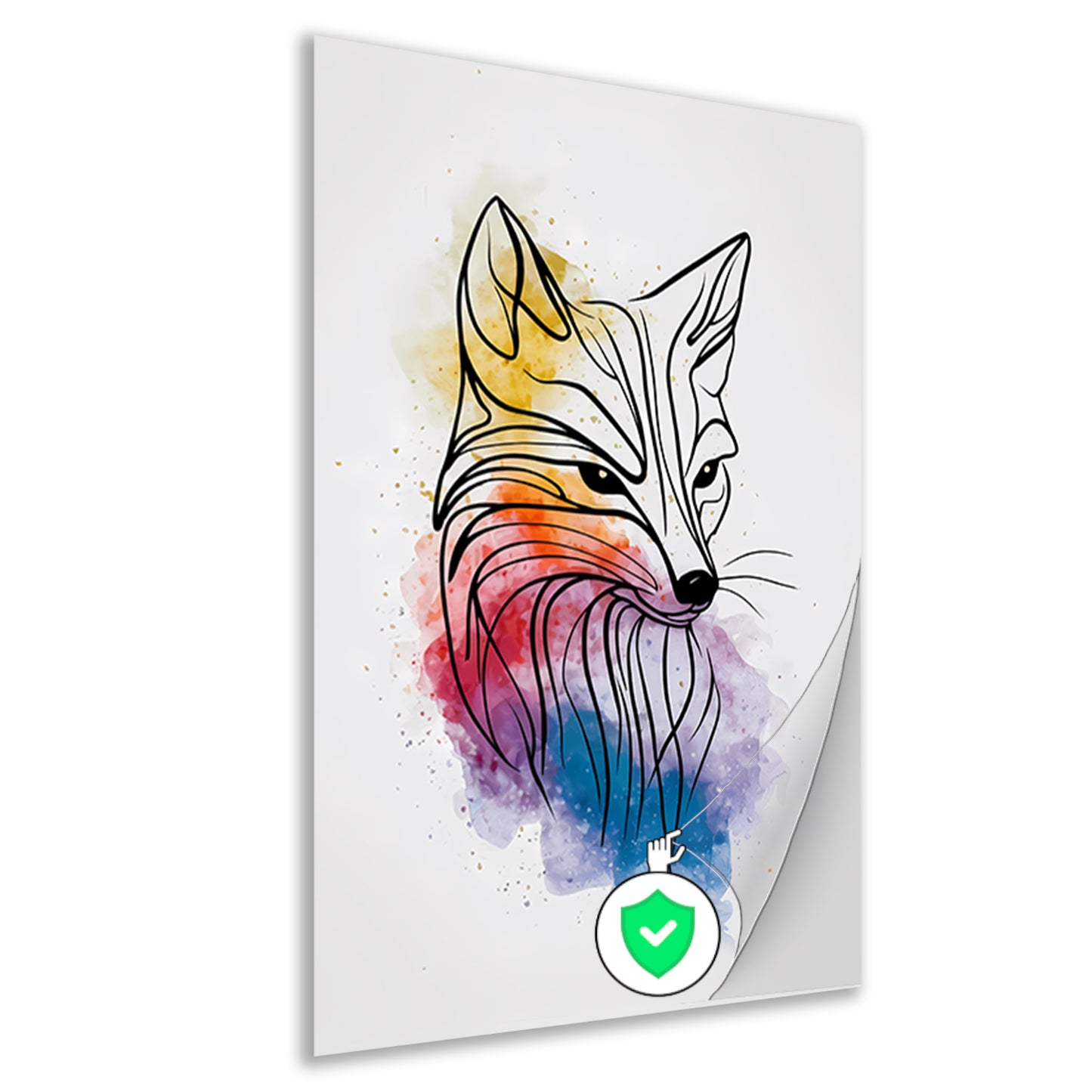 Abstracte Vos in Levendige Aquarelkleuren poster
