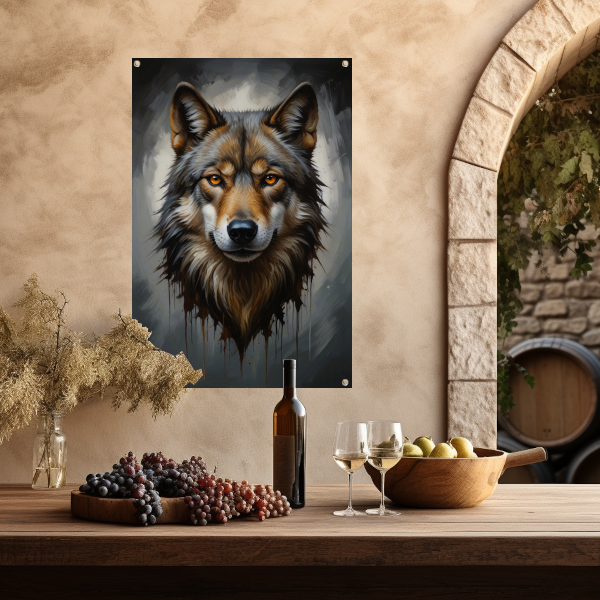 De Majestueuze Blik van een Wolf tuinposter