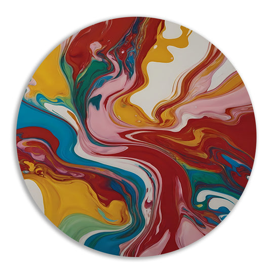 Explosie van kleur en abstracte beweging aluminium muurcirkel