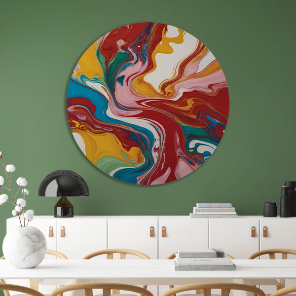 Explosie van kleur en abstracte beweging forex muurcirkel