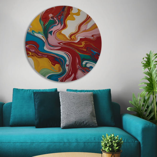 Explosie van kleur en abstracte beweging forex muurcirkel