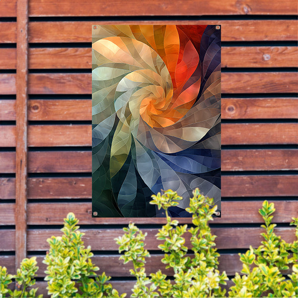 Abstract Kleurenspiraal in Levendige Tinten tuinposter