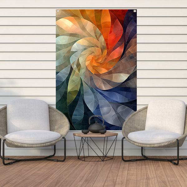 Abstract Kleurenspiraal in Levendige Tinten tuinposter